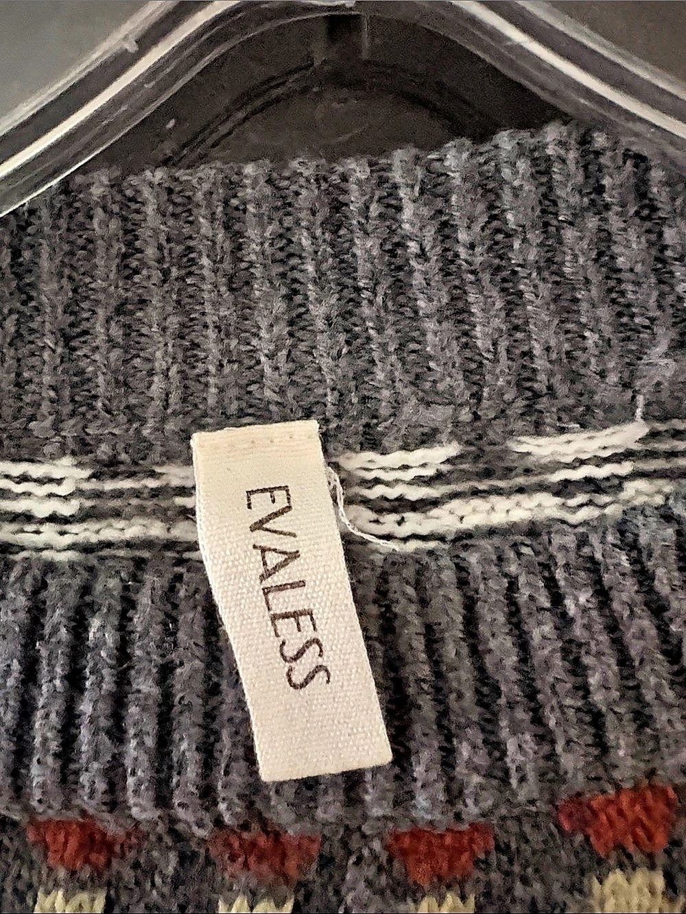 ENALLESS Geometric Knit Sweater in Gray & White Size Medium - Picture 3 of 4